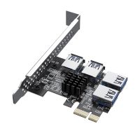 ACASIS PCI-E to PCI-E Riser Card PCI-E 1X to 4-Port USB3.0 Graphics Card Adapter Expansion Card for Bitcoin Miner