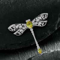 Shipei 100 925 Sterling Silver Created Moissanite Citrine Gemstone Wedding Party Dragonfly Brooches Fine Jewelry Gift Wholesale