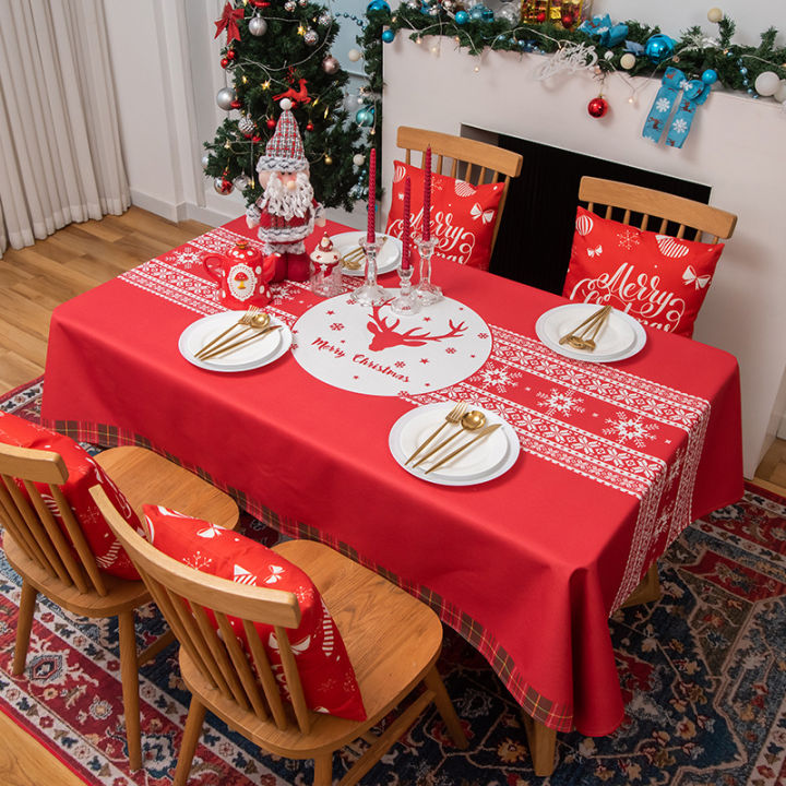 hot-ผ้าปูโต๊ะคริสต์มาสลายตารางหมากรุกสีแดงกันน้ำกันน้ำมันแบบใช้แล้วทิ้งผ้าปูโต๊ะผ้าปูโต๊ะผ้าปูโต๊ะน้ำชา