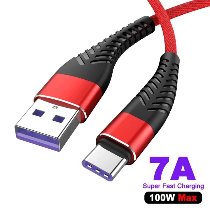 ร้อน-usb-type-c-เคเบิ้ล7a-100วัตต์ชาร์จศัพท์มือถือลวดสำหรับ-s-amsung-r-edmi-realme-หัวเว่ย-o-neplus-สายข้อมูลสายชาร์จอย่างรวดเร็ว