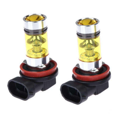 2 X High Power Led Lights 100W H8 H11 Yellow Fog Light 2828 20Led Headlight Lamp