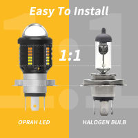 H4 LED ไฟหน้า H6 BA20D P15D หลอดไฟรถจักรยานยนต์สกู๊ตเตอร์อุปกรณ์เสริมไฟหน้าพร้อมเลนส์สีขาวสีเหลืองรถหมอกหลอดไฟ12V