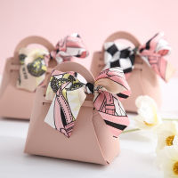 Gift Box Packaging Leather Empty Box Portable Candy Packaging Box Packing Bag Leather Gift Bag Bow Tie Ribbon