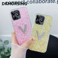 DKHORSING เคสโทรศัพท์กากเพชรหรูหราสำหรับ Realme C51 C53NFC C53 C55 C33 NFC C30S C30ด้วย3D เจาะเต็มรูปแบบขนาดใหญ่ V ปลอกอ่อน Realmec51เคสมือถือซิลิโคนแฟชั่น C53 Realme