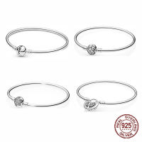 Sterling 925 Silver Fit Original Charms Beads Simple Style Simple celet DIY Foundation Bead Bangle