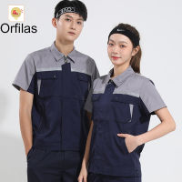 Orfilas M-3XL??เสื้อทำงาน เสื้อช็อป เสื้อช่าง เสื้อยูนิฟร์อม เสื้อเซฟตี้สะท้อนแสง ช่างไฟฟ้า ช่างเชื่อม ชุดทำงานเพื่อความปลอดภัยแขนสั้นสำหรับช่างไฟฟ้า ช่างเชื่อม ชายและหญิง