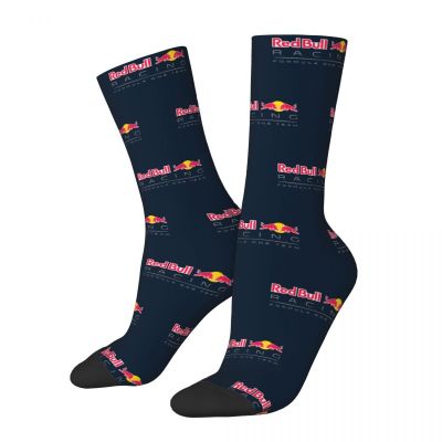 Retro Red Double-Bull Basketball Socks Cartoon Polyester Long Socks for Unisex Sweat Absorbing
