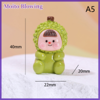 Moito Kawaii ผลไม้สตรอเบอร์รี่ส้มทุเรียนหัตถกรรมเรซิ่นแบบทำเองแต่งบ้านตุ๊กตาเครื่องประดับรถบ้านโมเดลตัวจิ๋วศิลปะ