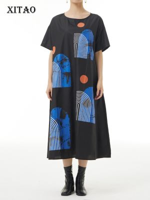 XITAO Dress Black Casual Women Printing Dress