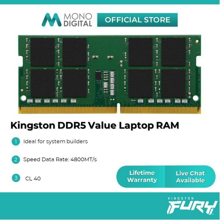 Kingston DDR5 4800/5200/5600 MHz Non-ECC Value SODIMM Laptop