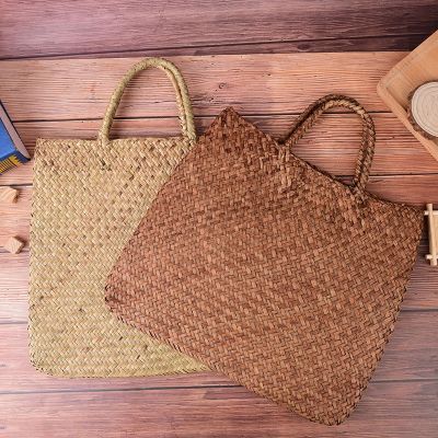 1PCS Beach Bag For Summer Big Straw Bags Handmade Woven Tote Women Travel Handbags Luxury Designer Shopping Hand Bags