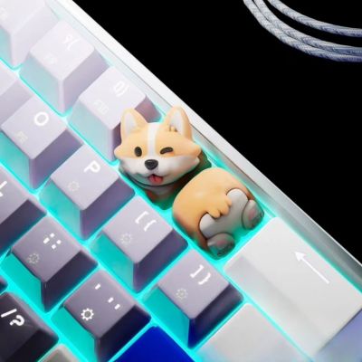 2PCS DIY Anime Keycaps Kawai DIY Handmade Customization Corgi Key Caps for Mechanical Keyboard Resin Keycaps Decoration Gifts