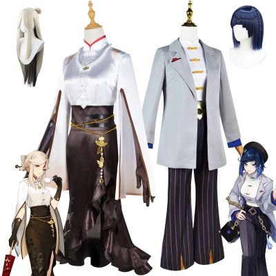 Genshin Impact Yelan Ningguang Pizzahut Cosplay Costume Carnival Uniform Wig Anime Halloween Costumes Women Game