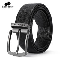 BISON DENIM Genuine Leather Alloy Pin Buckle Luxury nd Leather Strap Belt for Men Vintage Designer Belt High Quality N71625