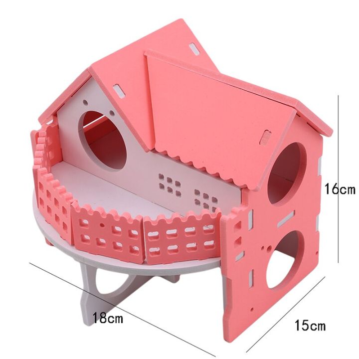 ของเล่นออกกำลังกายแฮมสเตอร์บ้านแฮมสเตอร์น่ารักพร้อมบันไดเลื่อนของเล่นสัตว์เลี้ยงขนาดเล็กที่ซ่อนของหนูแฮมสเตอร์สำหรับอุปกรณ์กรงหนูทดลองหนูแฮมสเตอร์