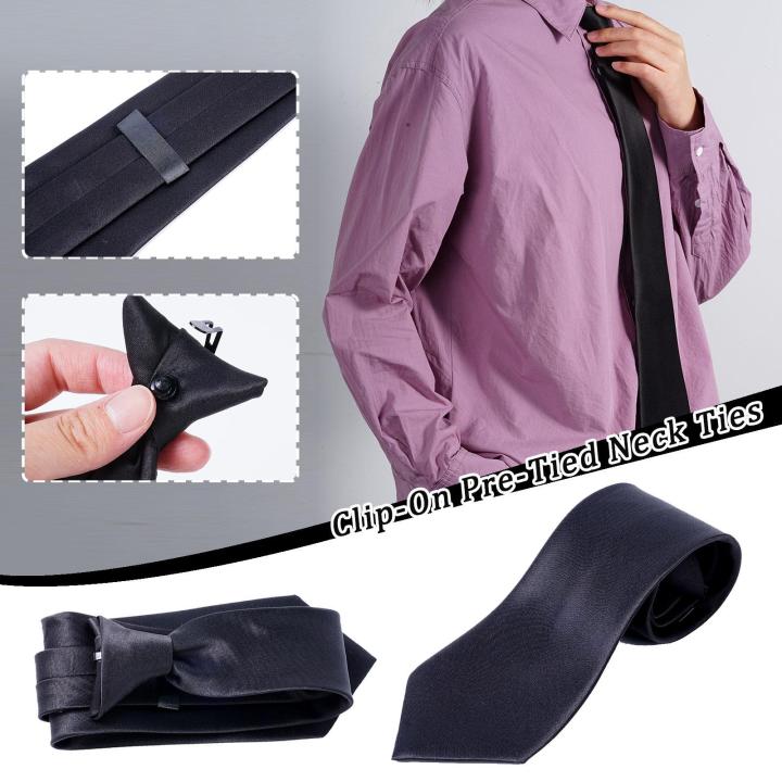 black-tie-for-men-adjustable-clip-on-pre-tied-neck-business-graduation-strap-for-wedding-formal-t9s3