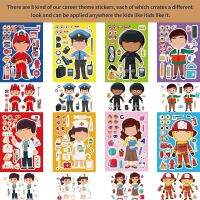 【LZ】♂☇✸  Enfermeira Bombeiros Puzzle Etiqueta Doutor Polícia Desenhos Animados DIY Computador portátil Telefone Scrapbooking Bagagem Decalques Engraçados Brinquedos 8 folhas 16 folhas