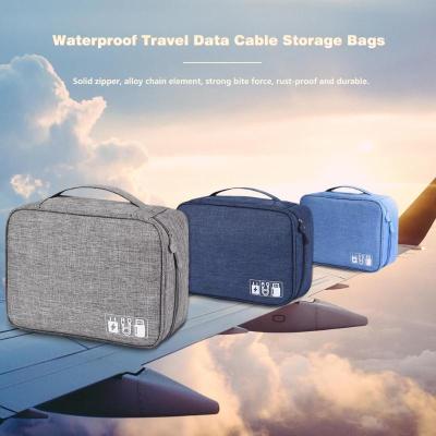 【cw】Travel Cable Bag Waterproof Travel Data Cable Storage Bags Daily Gadget Charger Zipper Packs RedBlackNavy BlueGreyPurple ！