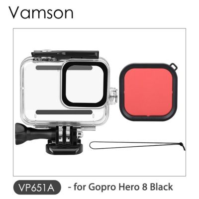Vamson กล้องซองกันน้ำสำหรับ Gopro Hero 8 7 6 5สีดำ45เมตรอุปกรณ์ดำน้ำขายึดกล้องโกโปร Vp630