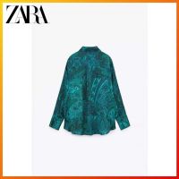 ✇✷ Zara ใหม่ เสื้อเชิ้ต ผ้าเดรป พิมพ์ลาย แฟชั่นฤดูหนาว สําหรับผู้หญิง