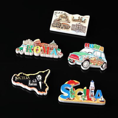 Fridge Magnet Decoration World Tourist Souvenir Resin Crafts Roma Sicily Italy Refrigerator Magnets Sticker Country Travel Decor