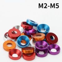 10-5pcs M2 M2.5M3 M4 M5 Aluminum Washer Anodized Countersunk Head Bolt Washers Gasket Concave Conical Decorative Flat Head Screw Nails Screws  Fastene