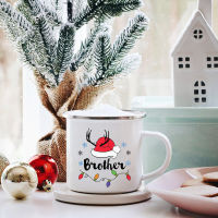 Merry Christmas Santa Enamel Tea Coffee Mugs New Year Gift 360ml White Home Party Drink Cup Holiday Creative Gifts Tableware