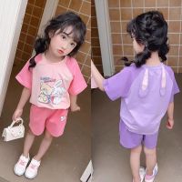 Girls Suit Sets Summer Cartoon Printing Casual Korean Fashion Short-sleeved Kids Clothes Two-piece Set