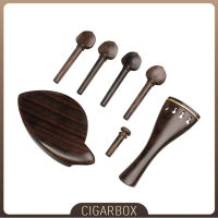 6PCS ไม้มะเกลือไวโอลินทำชุดรวม4 Strings ไวโอลิน Tailpiece Tuning Pegs Chinrest ไวโอลินอุปกรณ์เสริม