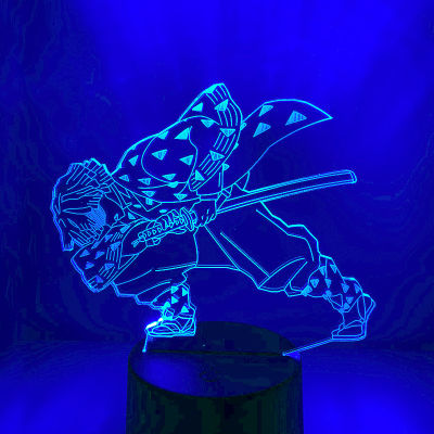 Acrylic Led Night Light Anime Demon Slayer Agatsuma Zenitsu Figure Gift for Kids Child Bedroom Decor Cool Kimetsu No Yaiba Lamp