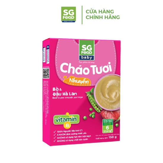 Cháo tươi nhuyễn sài gòn food bò & đậu hà lan 150g - ảnh sản phẩm 1