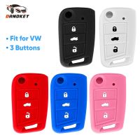 {Lili Car product} KEYYOU ปลอกกล่องกุญแจซิลิโคนสำหรับ Volkswagen VW Golf 7 GTI R MK7 Tiguan 2017สำหรับ Skoda Octavia A7สำหรับที่นั่ง Leon Ibiza Key