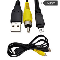 【 Cw】dv Mini Camera Data Cable การชาร์จ2 In 1กล้องกีฬา Transimission Cable สายข้อมูล USB Sport Cam Action Camera Leads สาย AV