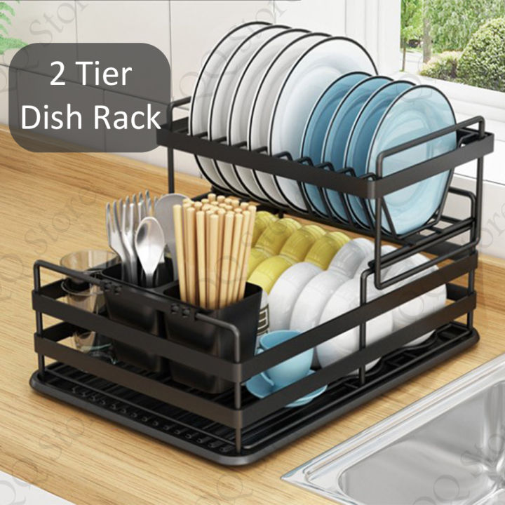 Kitchen Drain Rack Wire Dish Drying Rack Cutlery Dish Storage Rack  Multi-functional Double-layer Sto on Luulla