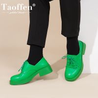 Taoffen Size 36-43 High Quality Oxford Shoes For Women Flats Casual Lace Up Loafers Lady Fashion Round Toe Footwear 2023