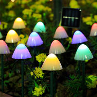 Led Solar Garden Mushroom Floor Lamp Outdoor Christmas Lawn House Light Small Night Waterproof Courtyard Landscape Lantern Decor