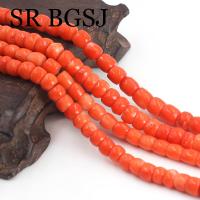 Free Shipping 6-7x7-10mm Wholesale Orange Column Beaded DIY Real Genuine Natural Coral Beads Strand 15"