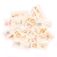 50Pcs printed Cartoon rabbit/Bear/Fox Washable Beige Labels For Sewing Accessories Care Bags Clothes Tag Handmade Crafts c2888 Labels