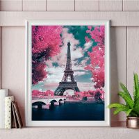 DIY Diamond Painting Kit Round Diamond Castle Iron Tower Full Diamond Mosaic Home Decoration Painting Cross Stitch Kit