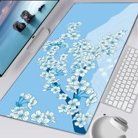 ☢▨❏ Blue Sakura Office Desk Mat Kawaii Great Wave Mousepad Xxl Japanese Art Table Mouse Pad Gamer Carpet Computer Desks Accessories