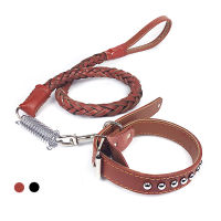 Dog Harness And Leash Set Leather Big Adjustable Collar For Large Dog Cowhide Spring Design Luxury Large Accessories