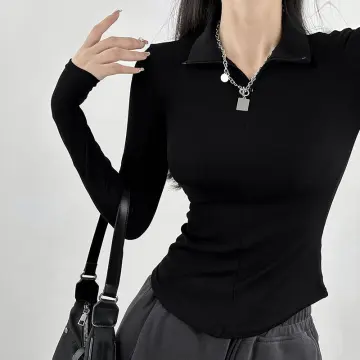 Girls Black Long Sleeve T Shirt Slim - Best Price in Singapore