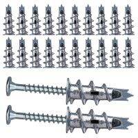 80 Pcs Metal Self Drive Anchor Plasterboard Dowels with Screws 4.5 x 35mm for Single-Layer And Double-Clad Plasterboar