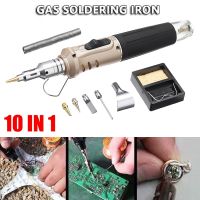 10 in 1 Butane Gas Soldering Iron Spray Gun Kit Professional Auto Ignition Torch Tools Welding Pen Burner For Welding Supply