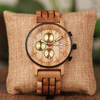 ZZOOI DODO DEER Mens Wood Watch Calendar Multifunctional Fashion Wrist Quartz Customizable Engraving Gift E14