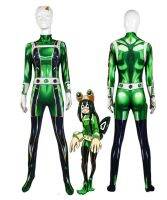 My Hero Academia Froppy Tsuyu Asui ชุดสแปนเด็กซ์ชุดเสื้อผ้า Zentai ชุดบอดี้สูทสำหรับผู้หญิงเด็กผู้หญิงฮาโลวีนเด็กและผู้ใหญ่