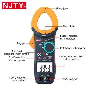 njty-3266td-กระเป๋า-universal-digital-clamp-meter-มัลติมิเตอร์-แอมป์มิเตอร์-วัดความจุ-อุณหภูมิและความถี่