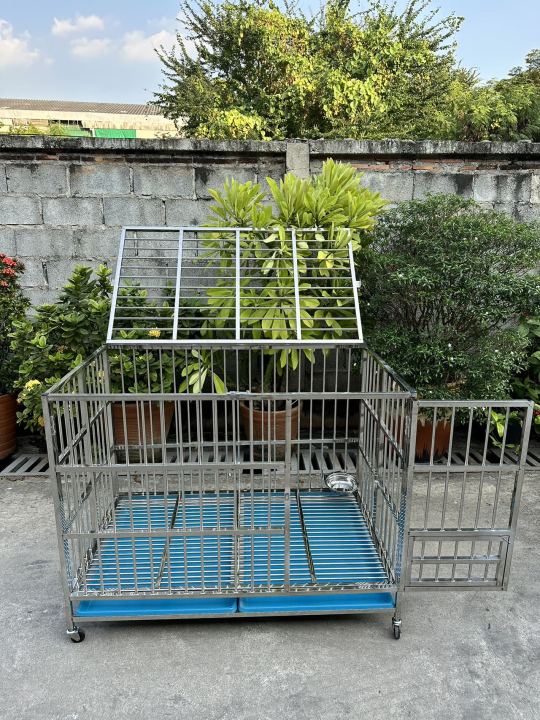 ส่งฟรี-stainless-steel-cage-กรงสแตนเลส-xl-l-m-กรงสัตว์เลี้ยง-ไม่เป็นสนิม-พับเก็บได้-แข็งแรง-กรงน้องแมว-กรงกระต่าย-กรงนก-กรงหมา-ไซบีเรีย