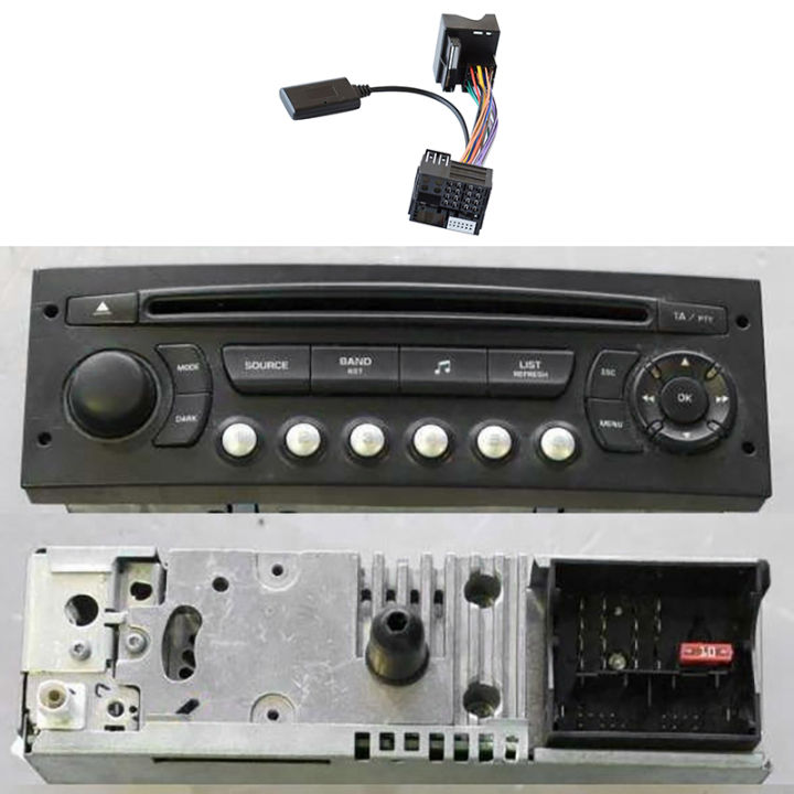  Car audio bluetooth.  Adaptador auxiliar receptor para Peugeot Citroen C2 C5 RD4 RD4 Módulo de radio Bluetooth Cable auxiliar
