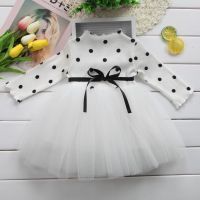 【Ladies shop】ฤดูหนาวผ้าฝ้าย BabyDotLong แขนเด็กวัยหัดเดิน KidsForBirthday พรรคเสื้อผ้าพิธีชุด